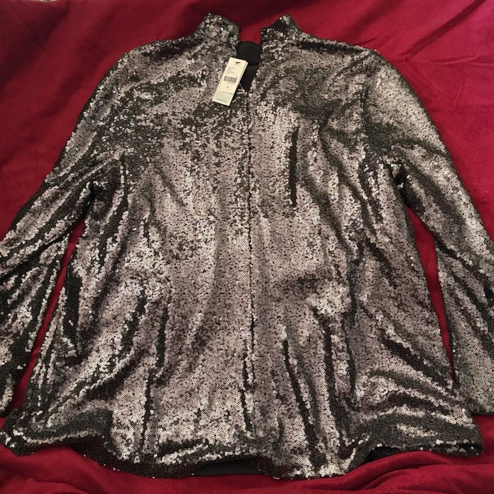 Lane Bryant Sequin Black Mockneck Top NWT - Picture 5 of 6